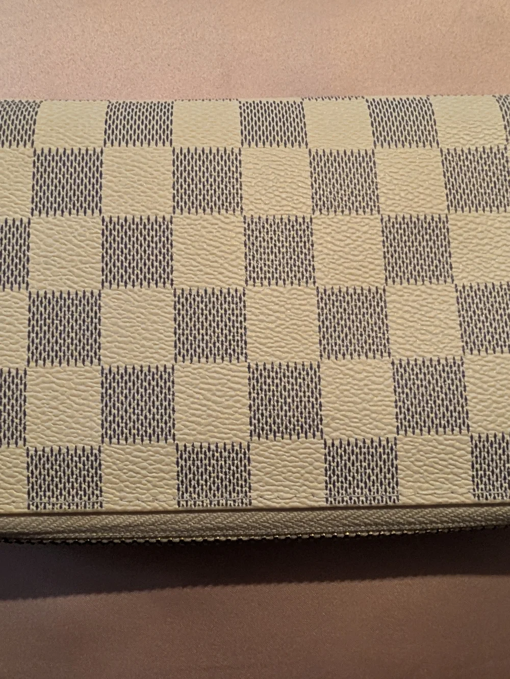 Louis Vuitton Beige and Gray Checkered Wallet Authentic New